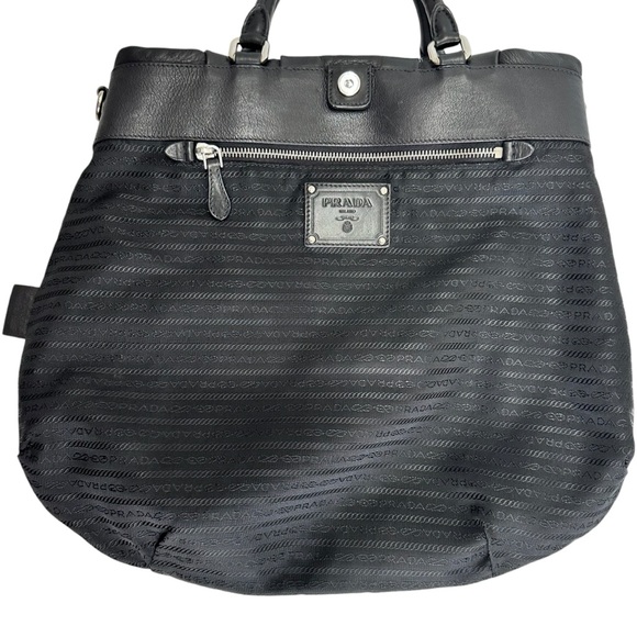 Prada Black Leather Shoulder Hand Bag Satchel Tote Soft Calf Skin Vintage - Picture 10 of 17